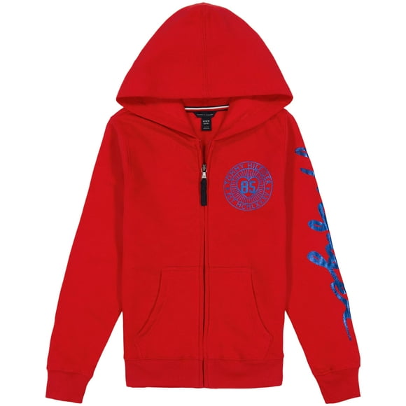 Sudadera con capucha Tommy Hilfiger, forro polar con cierre completo para niñas
