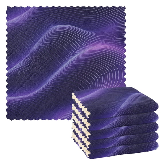 6 Pieces of Kitchen Towels 11x11Inch Kitchen Dish Cloths Kitchen Dish Towels Reuseable Cleaning Cloths Pretty Purple Curve