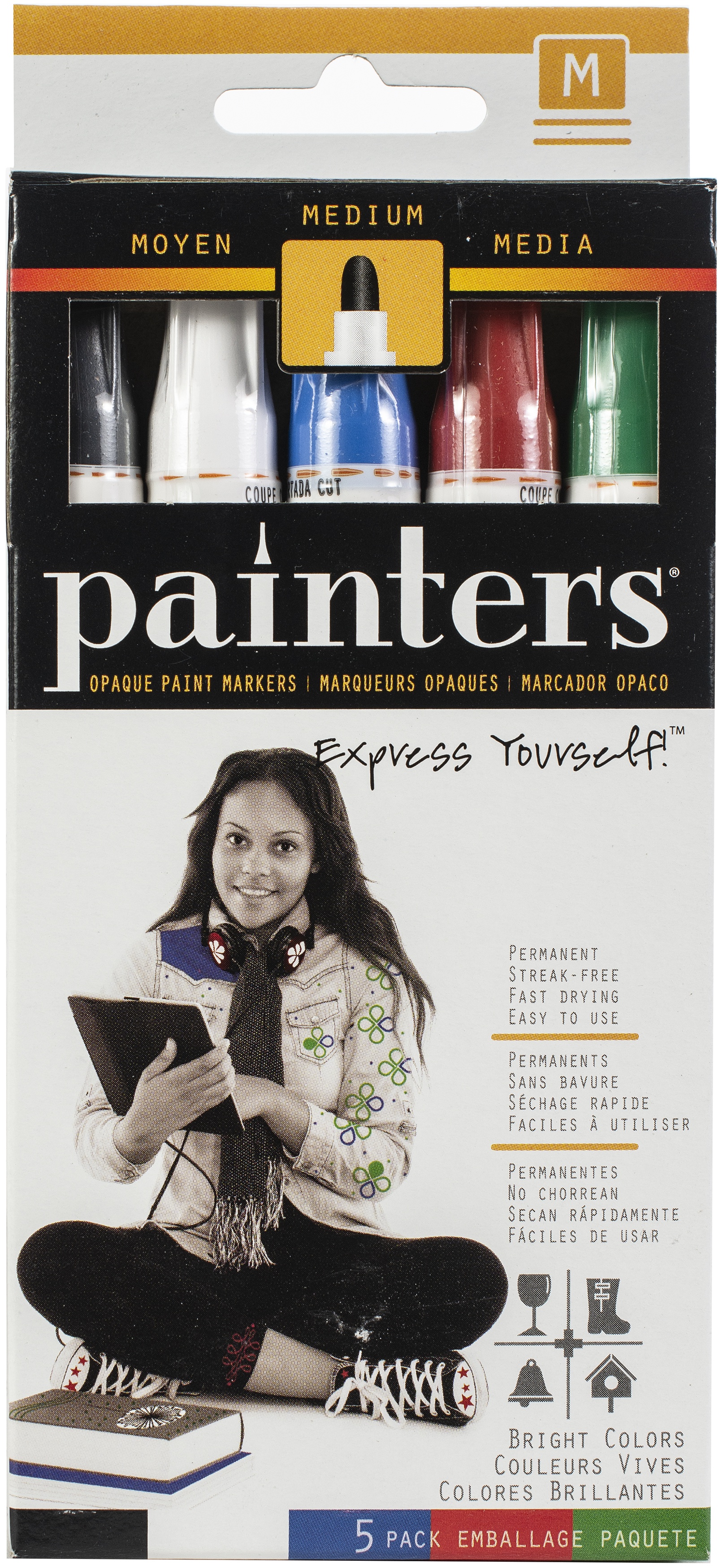 Painters Medium Point Assorted Color Permanent Paint Pens, 5 Count - image 3 of 3