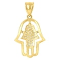 thumbnail image 2 of 10kt Yellow Gold Mens Women Cubic Zirconia Cubic-Zirconia Hamsa Religious Charm Pendant, 2 of 5