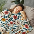 thumbnail image 2 of Boho Floral Blanket Throw, Pink Flowers Throw Blanket Gift for Adults Men Women, Soft Lightweight Flannel Fabric, Washable No-Pilling, 60x80 inches, 2 of 6