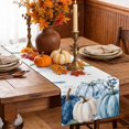 thumbnail image 6 of Blue White Pumpkins Fall Table Runner - 36 Inch Long Thanksgiving Eucalyptus Leaf Cotton and Linen Blended Dress Scarves Farmhouse Table Runner for Kitchen Dining, Coffee Table, 13" x 36", 6 of 8