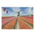 thumbnail image 1 of Netherlands Cutting Board, Landscape of Tulips Field Hot Air Balloons and Windmill Spring, Decorative Tempered Glass Cutting and Serving Board, in 3 Sizes, by Ambesonne, 1 of 2