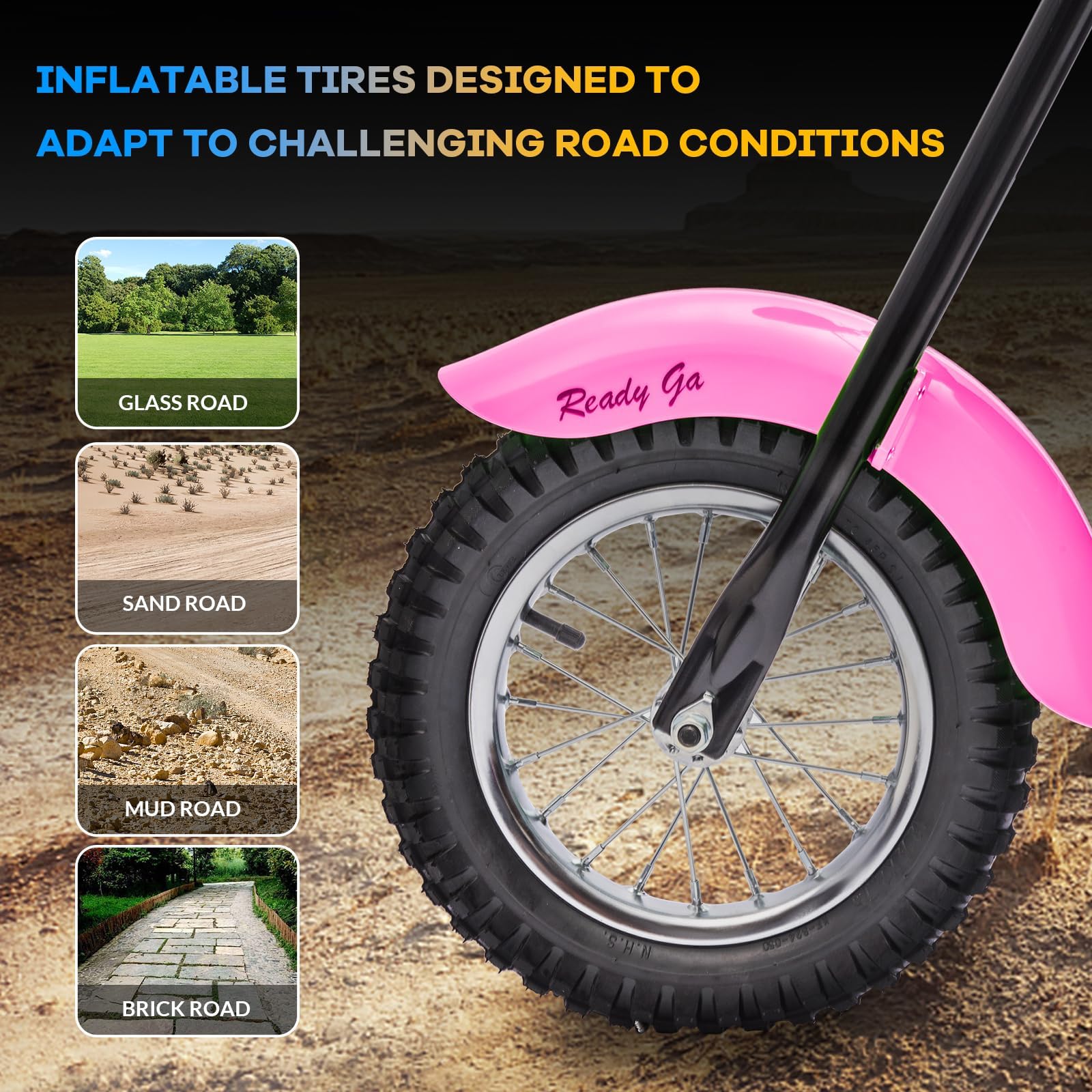 Litake 24V Electric Dirt Bike, 250W Electric Motorcycle w/LED Light, Leather Seat- Two Speed Max Up to 14MPH & 60 Minutes Continuous Motorbike for Kids/Teens