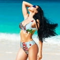 thumbnail image 4 of Wukai Funny Christmas Gnome Women's Bikini Set Two Piece,wimsuit High Waisted V Neck Twist Front Adjustable Spaghetti Straps Bathing Suit-, 4 of 7