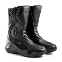 Kronox Water-Resistant Motorcycle Touring Boots | Black Syntethic & Real Leather (Mix) | Size 13