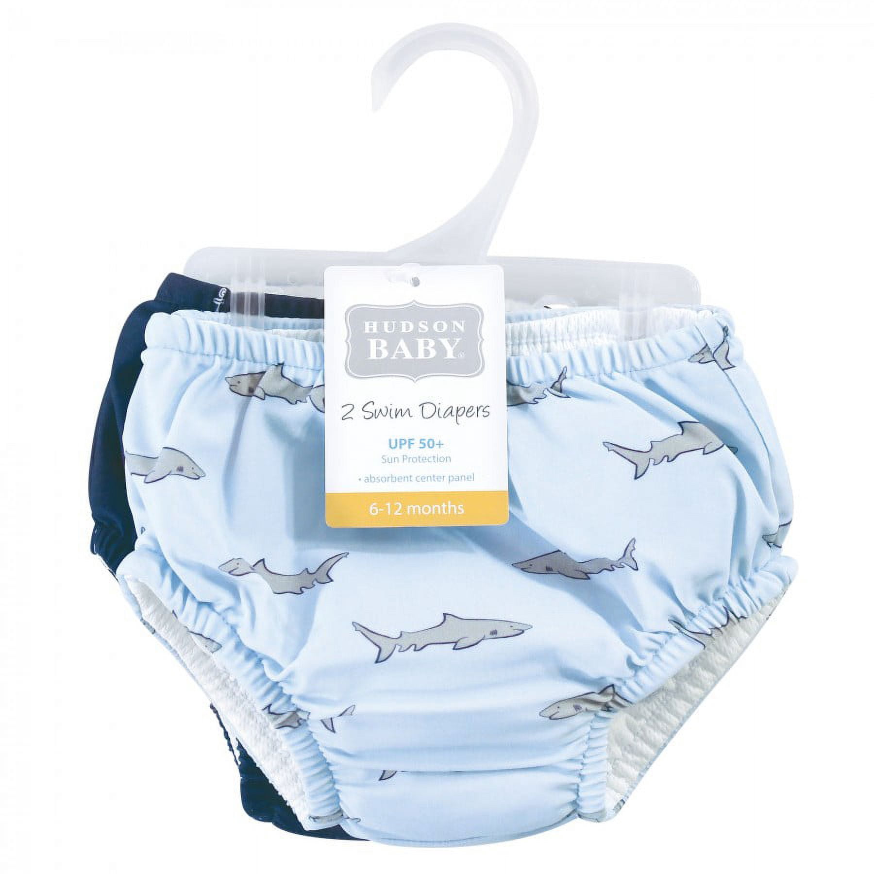 Hudson Baby Infant and Toddler Unisex Swim Diapers, Blue Gray Shark, 0-6 Months