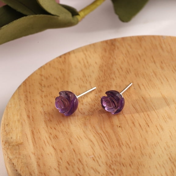 Amy and Annette Sterling Silver Purple Amethyst Flower Earrings