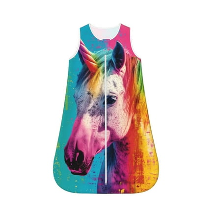 

Honeii Watercolor White Horse Print Unisex Babies Sleepbag Wearable Blanket Baby Sleeveless Sleeping Bag-Small