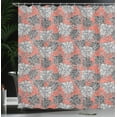 thumbnail image 4 of Ambesonne Floral Shower Curtain, Vintage Monochrome Flowers, 69"Wx70"L, Coral White and Charcoal Grey, 4 of 5