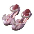 thumbnail image 4 of Girls Sandals Glittler Bow Dress Shoes Princess Crystal High Heels Party Wedding Flower Girls Shoes for Kid Toddler, 4 of 12