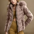 thumbnail image 2 of Olyvenn Women's Winter Warm Thickened Quilted Puffer Jacket Zipper Pockets Bubble Coat with Removable Hood Faux Fur Collar Pink XL, 2 of 6
