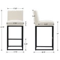 thumbnail image 4 of Guyou 31" Height Linen Upholstered Bar Stool, Modern Metal Counter Height Stool with Mid Backrest and Footrest for Kitchen Island Bar Restaurant, Cream (Set of 2), 4 of 12