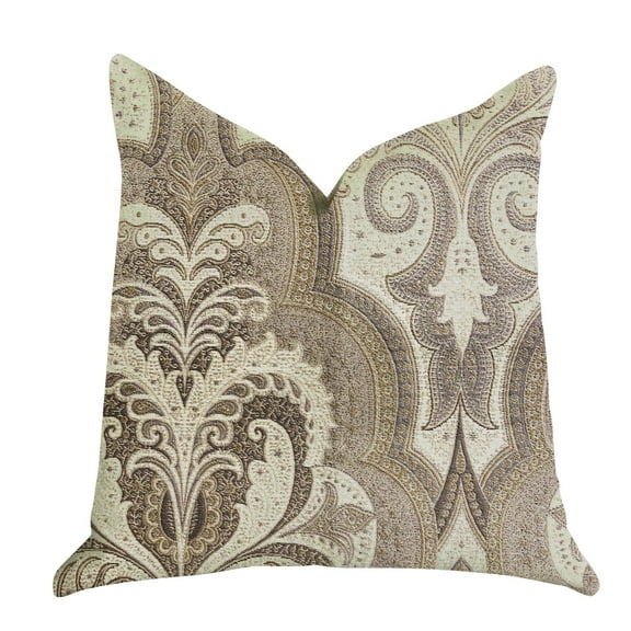 Plutus 20" x 30" Tawny Isabella Damask Luxury Throw Pillow in Brown