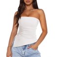 thumbnail image 1 of Top Tubo Sin Tirantes Fruncido Blanco Talle S PRETTYGARDEN, 1 of 9