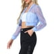 thumbnail image 4 of Chaqueta Bomber Crop INSPIRE CHIC para mujer, chaquetas ligeras de manga larga de malla transparente L azul claro, 4 of 6