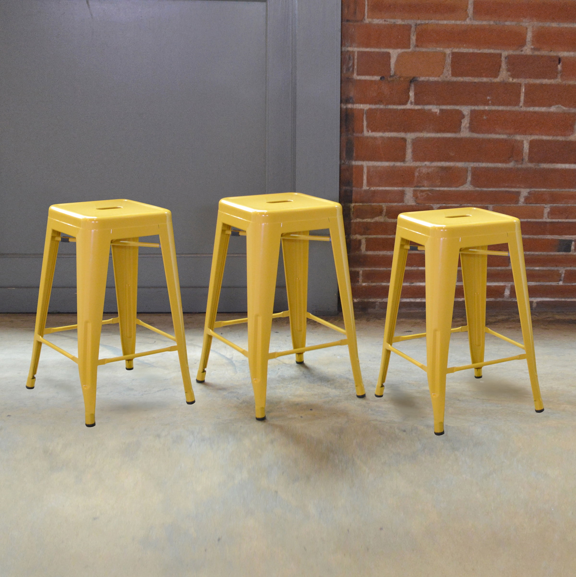AmeriHome 3 Piece Gold Finish 24-inch Metal Backless Bar Stools