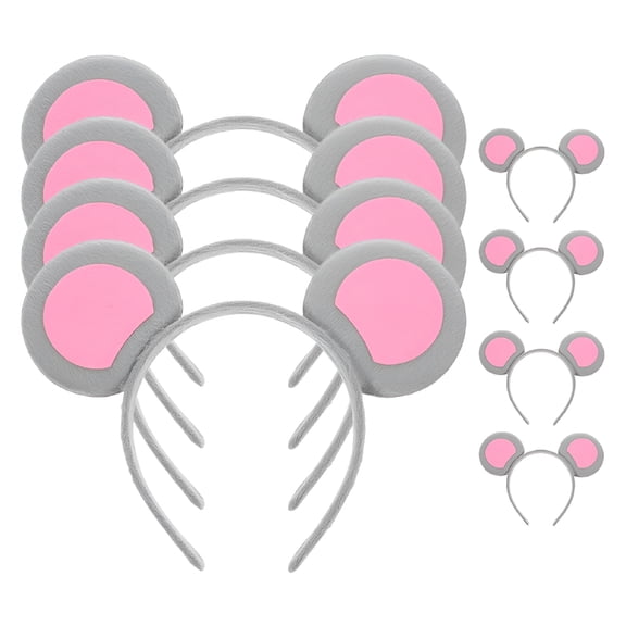 VANIDO 8Pcs Comfortable to Wear Grey Mouse Ears Headbands for Women and Children mouse headband