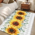 thumbnail image 4 of 3'x5' Rug for Living Room Bedroom, Sunflower Washable Area Rugs Non-Slip Carpet Mats, Yellow Floral Grey Plaid Eucalyptus Leaves Indoor Low Pile Area Rug Runner for Kitchen, Mudroom, 4 of 8