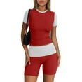 thumbnail image 2 of Chbgutlmr Workout Sets for Women 2 Piece Crewneck Short Sleeve Tops High Waisted Shorts Athletic Yoga Outfits, 2 of 4
