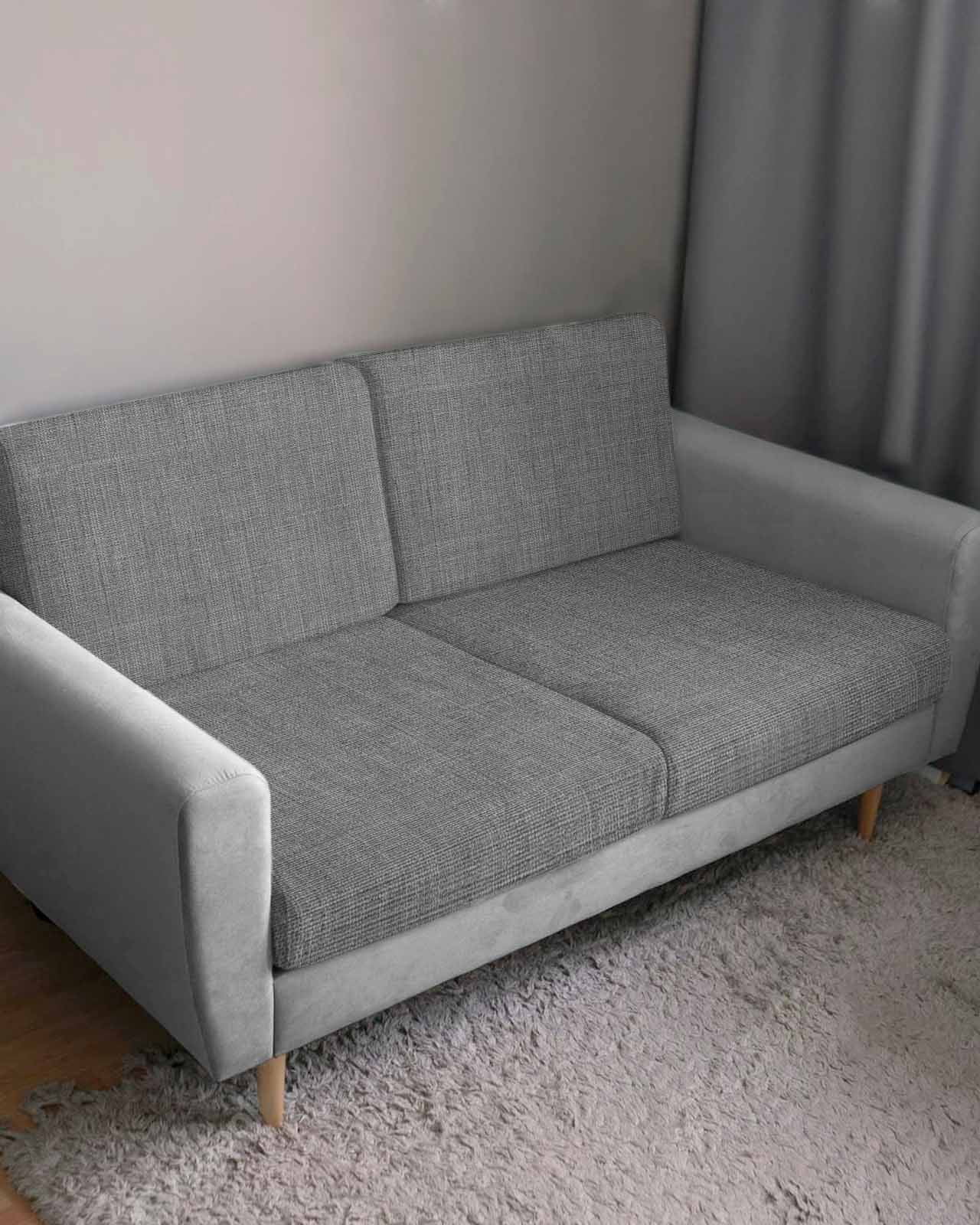 Vintage Dark Gray Couch Cushion Covers,Stretch Seat Cushion Covers for Sectional Sofa,Farmhouse Retro Solid Color Linen Texture Individual Sofa&nbsp;Slipcovers Furniture Protector with Elastic 1Pcs,S