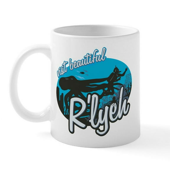 CafePress - Call Of Cthulhu Visit Beautiful R'lyeh Mug - 11 oz Ceramic Mug - Novelty Coffee Tea Cup