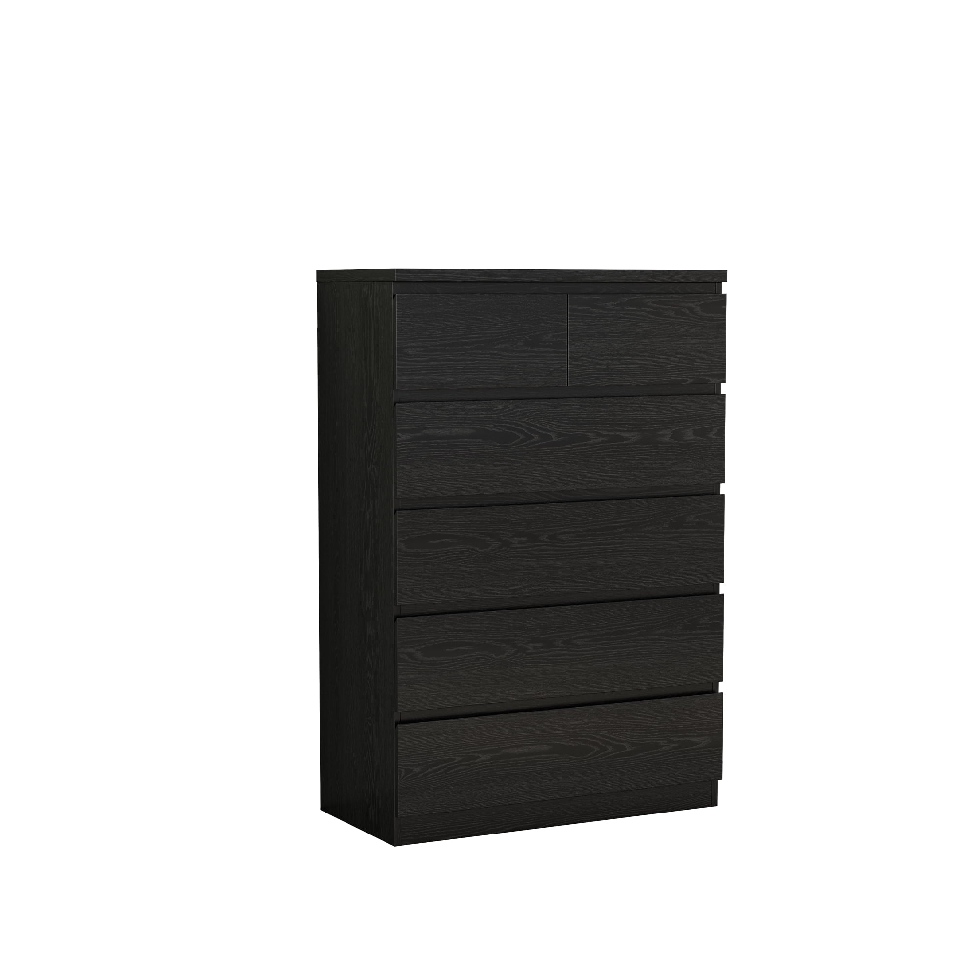 Leumius 6-Drawer Dresser for Bedroom,Modern Handle-Free Chest of Drawers with 2 Small & 4 Large Drawers,Minimalist Storage Cabinet for Living Room,Closet,Black