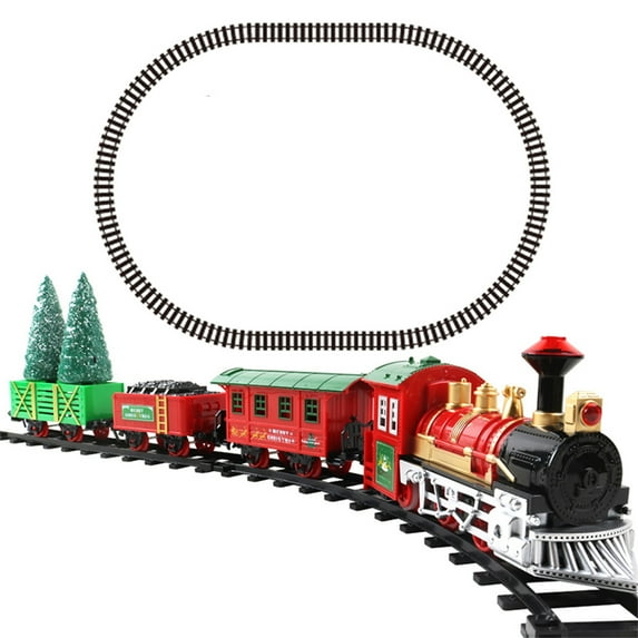 hirigin Kid Christmas Cartoon Toy, Train Electric Rail Sounding Retro Car Boy Girl Festival Gift, 29pcs Set