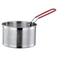 thumbnail image 1 of Cesta para freír, cesta para pasta de acero inoxidable, cesta para freidora con mango largo, para olla, cesta coladora de alimentos redonda de 18 cm, 1 of 8