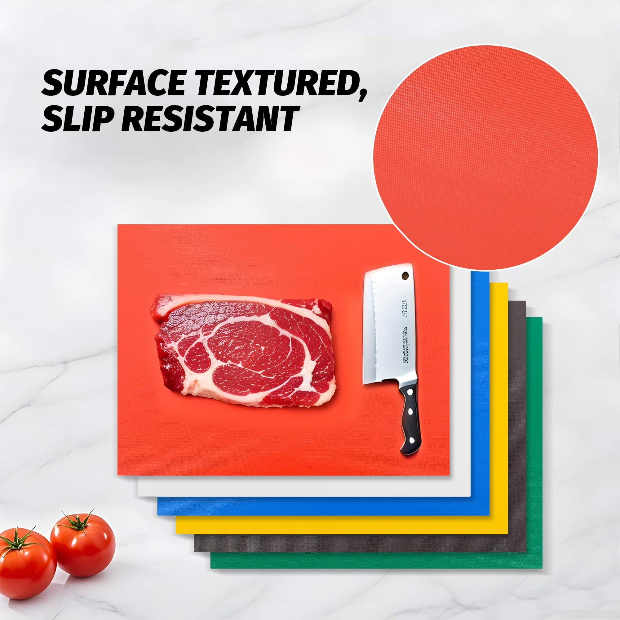 Hakka Commercial Grade Cutting Board for Kitchens,Plastic Chopping Board, 20 x 15 x 1/2 Inch, Multi-Color 6 of Pack Set,NSF Certified,for Vegetable Meat or Cheese