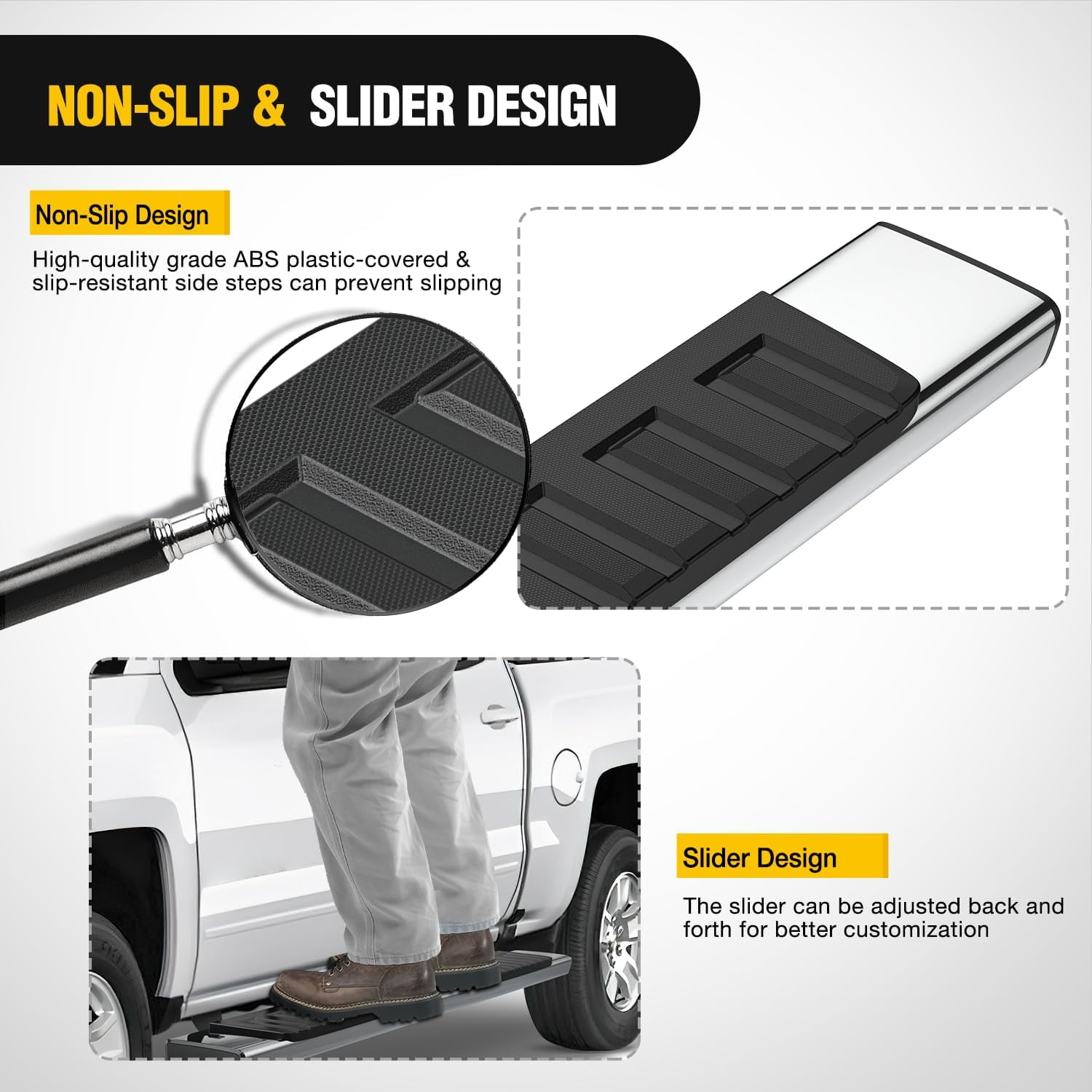 Nilight Running Boards for 2015 2016 2017 2018 2019 2020 2021 2022 2023 2024 2025 Chevrolet Colorado/GMC Canyon Crew Cab 4 Full Size Doors 6 Inch Stainless Steel Bolt-on Side Step Nerf Bars