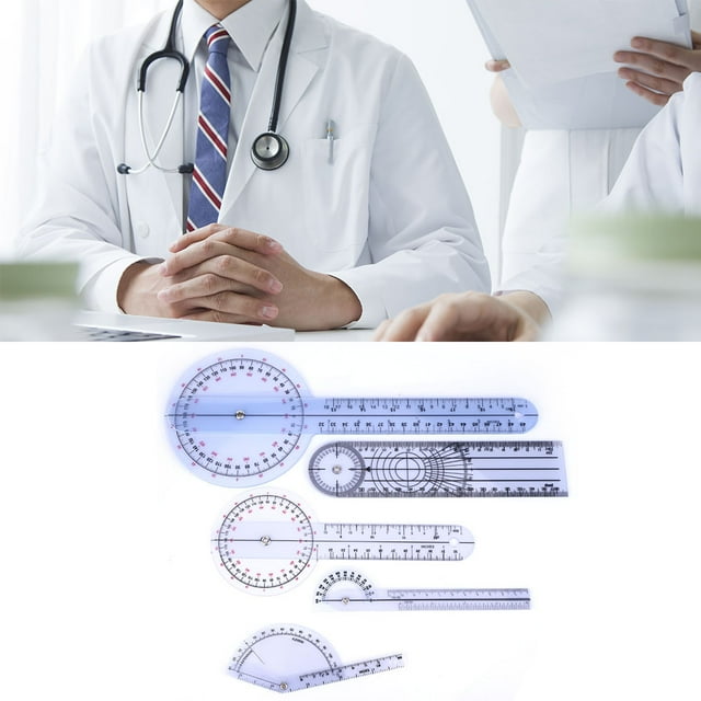 Goniometer, 5Pcs 6/8/10inch 360 Degree Protractor Angle Ruler Spinal Goniometer Angle Ruler