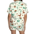 thumbnail image 4 of Christmas Beige Womens Pajama Sets Women Pajamas Graphic Printed Silk Satin Cute Sleepwear Buttons Short Sleeve Tops Shorts Sets Sleepwear, 4 of 5