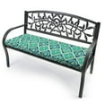 thumbnail image 4 of Jordan Manufacturing 48" x 18" Adonis Capri Teal Medallion Rectangular Outdoor Settee Swing Bench Cushion with Ties, 4 of 13