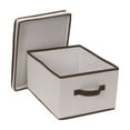 thumbnail image 7 of Household Essentials Large Storage Box with Lid, Soft Poly-Cotton Canvas with Reinforced Frame, Fully-Removable Lid, Front Handle, Versatile, Foldable and Stackable, Natural with Coffee Trim, 7 of 7
