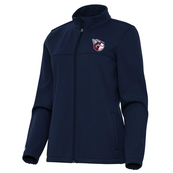 Women's Antigua Navy Cleveland Guardians Links 2 Golf Full-Zip Jacket