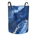 thumbnail image 2 of Circular Hamper Single Layer Laundry Basket Storage Basket Waterproof Single Layer Fabric With Handle Pe Support Strip Royalblue Marble_2 Medium, 2 of 8