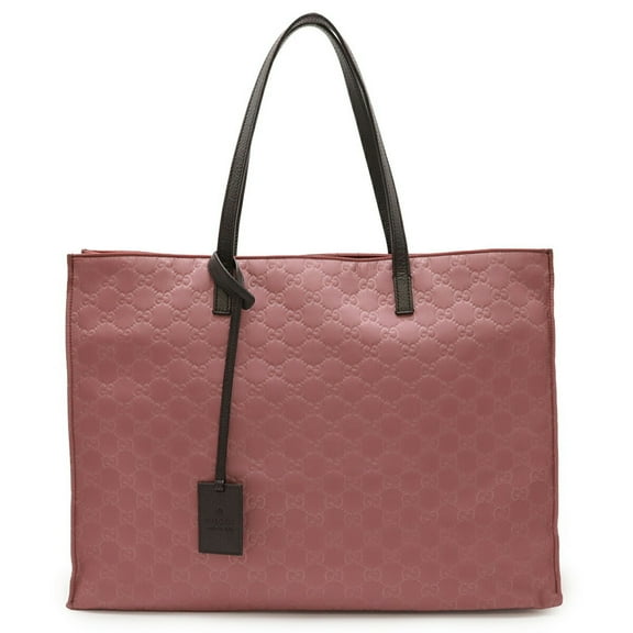 Pre-Owned GUCCI GG Nylon Tote Bag, Shoulder Handbag, and Leather, Pink Dark Brown,... (Good)