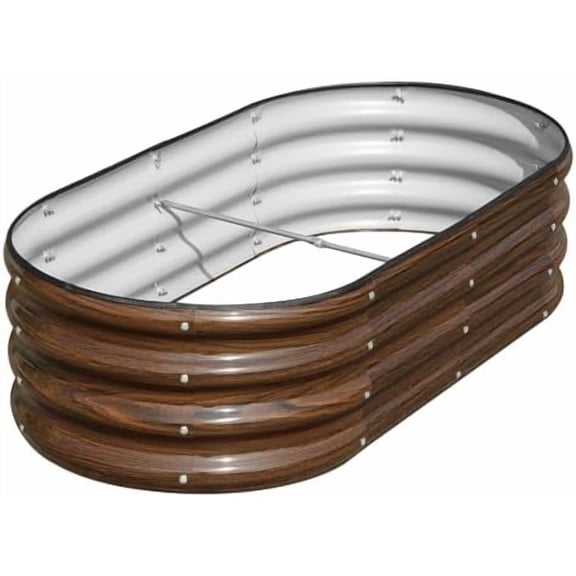 Galvanized Raised Garden Bed, 4x2x1ft Oval Metal Planter Box for Planting Outdoor Plants Vegetables
