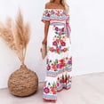 thumbnail image 5 of Bibifish Womens Dresses Ethnic Style Off Shoulder Red Floral Printed Long Maxi Dresses Breathable Flowy Swing Dresses Elegant Travel Outfits, 5 of 8