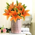 thumbnail image 4 of 6 racimos de lirio hidratante con mango de alta simulación, flores artificiales, lirio de simulación para decoración del hogar en la sala de estar (naranja), 4 of 5