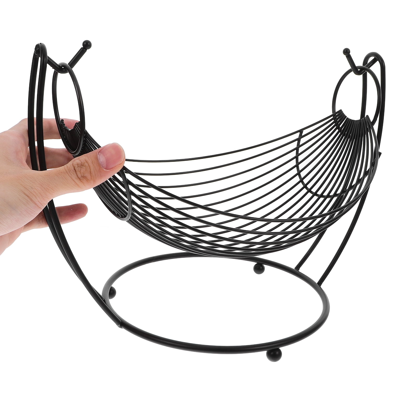 WORGEOUS Black Storage Basket for Fruits and Household Organization, 28.5 x 21.1 x 20 cm, and Stylish Home Organizer