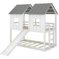 thumbnail image 4 of Euroco House-Shaped Twin over Twin Bunk Bed with Roof and Windows for Kids Teens Bedroom, White, 4 of 12