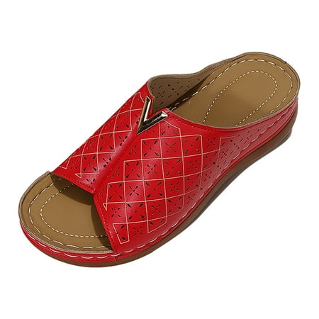 

Fashion Women Summer Solid Wedges Breathable On Open Toe Sandals Comfortable Beach Shoes Slippers Wedge Sandals for Women Stripped Sandals for Women Wedge Womens Comfy Sandals Lace up S