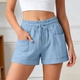 thumbnail image 2 of Afdoent Womens Shorts Linen Shorts Casual Summer Shorts High Waisted Comfy Pull On With Pockets Vacation Clothes, 2 of 6