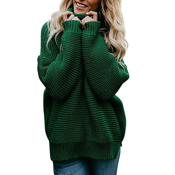 Women's Casual Long Sleeve Chunky Turtleneck Knit Pullover Sweater ...