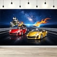 Background In Racing Race Car Backdrop Starry Sky Checkered Flag Racing Banner Red Yellow ...