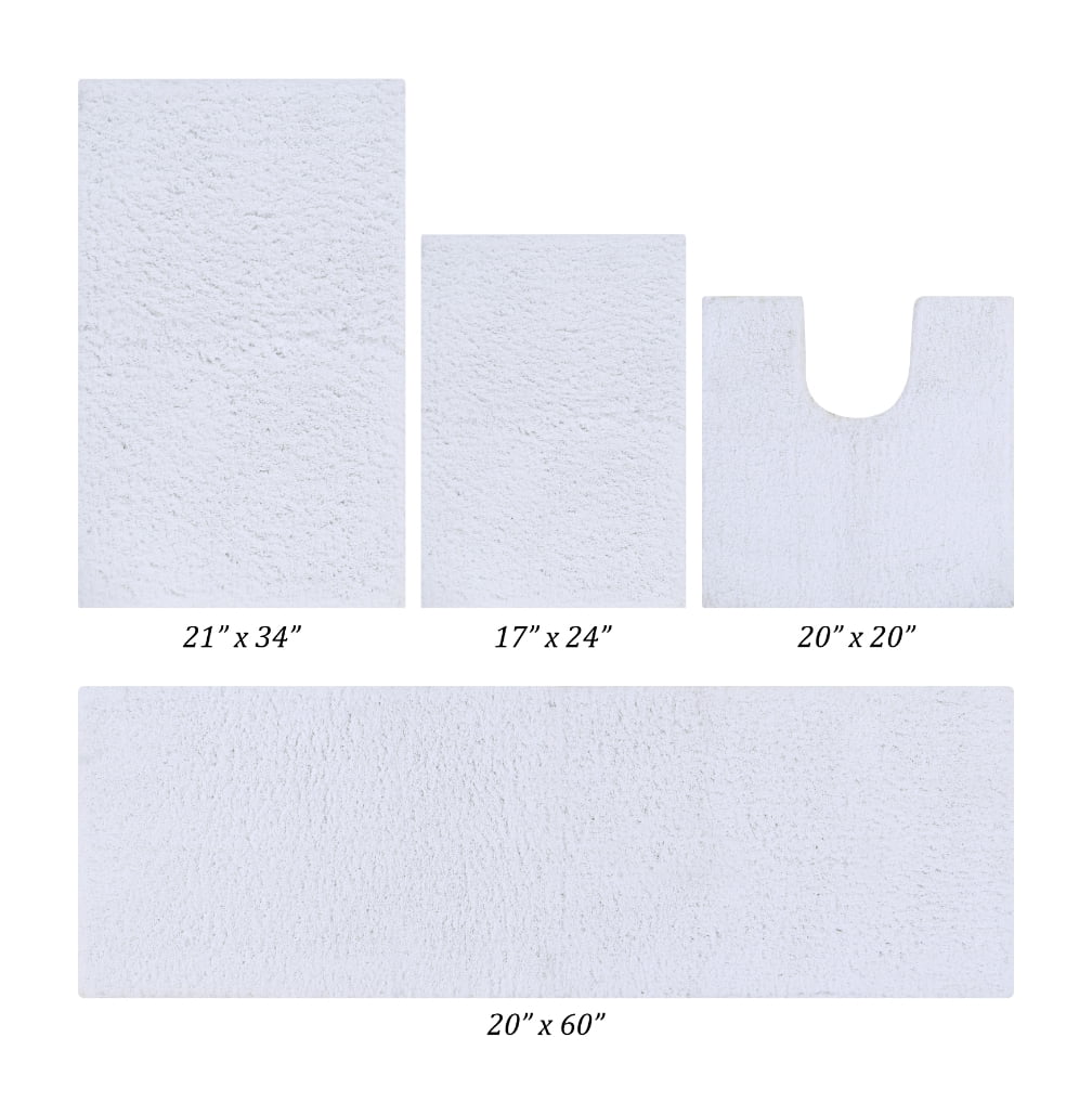 Better Trends 4 Piece Bathroom Rug Set 100% Polyester Bath Rug, Water Absorbent Non-Slip Bath Mat Machine Washable Micro Plush Collection - White