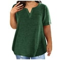 thumbnail image 2 of Summer Savings! Loopsun Womens Summer Top Plus Size, T Shirts for Women, Women Plus Size Tops V Neck Casual Loose Summer Short Sleeve Blouse Army Green L, 2 of 5