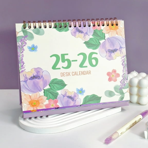 2025-2026 Desk Calendar 15-Month Planner - 8.3 Inch Spiral Bound with Holiday Markings & Generous Writing Space | Unique Monthly Patterns, Perfect for Christmas Gifts & New Year Organization